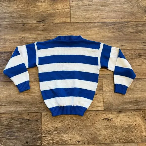 Vintage 80s Striped Knit Basketball Sweater - Picture 2 of 5